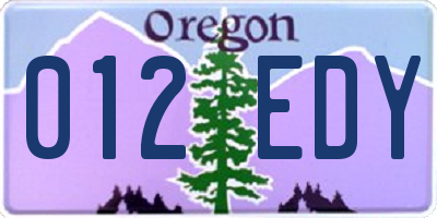 OR license plate 012EDY