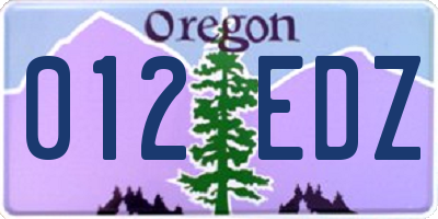 OR license plate 012EDZ