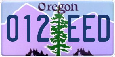 OR license plate 012EED