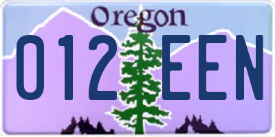 OR license plate 012EEN