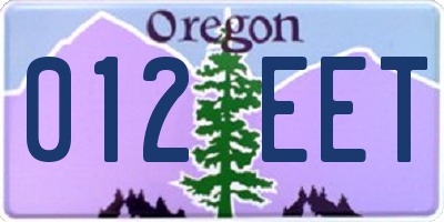 OR license plate 012EET