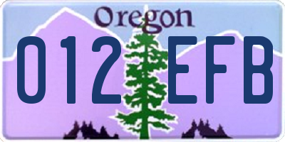 OR license plate 012EFB