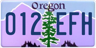 OR license plate 012EFH