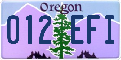 OR license plate 012EFI
