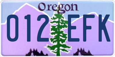 OR license plate 012EFK