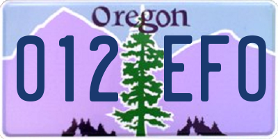OR license plate 012EFO