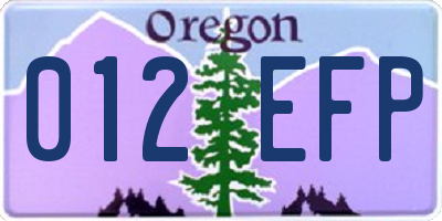 OR license plate 012EFP
