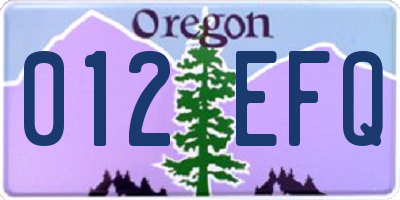 OR license plate 012EFQ