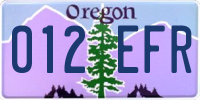 OR license plate 012EFR