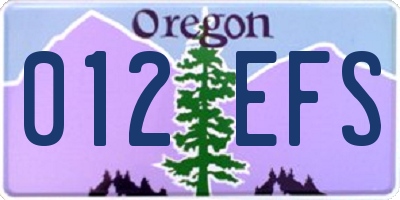 OR license plate 012EFS