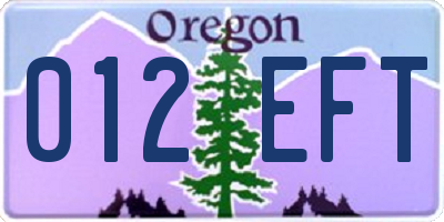 OR license plate 012EFT