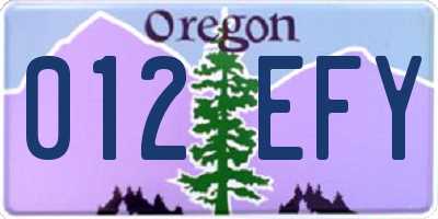 OR license plate 012EFY