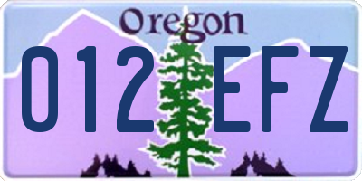 OR license plate 012EFZ