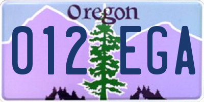 OR license plate 012EGA