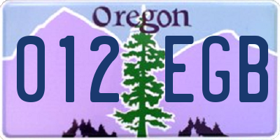 OR license plate 012EGB