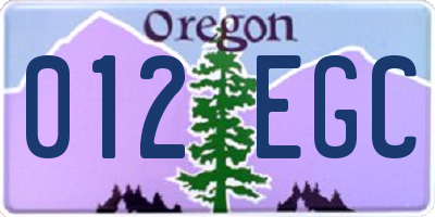 OR license plate 012EGC