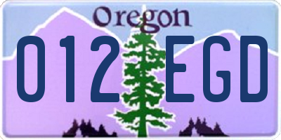 OR license plate 012EGD