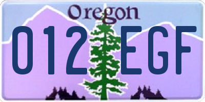 OR license plate 012EGF