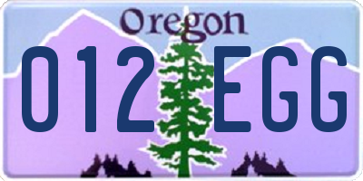 OR license plate 012EGG