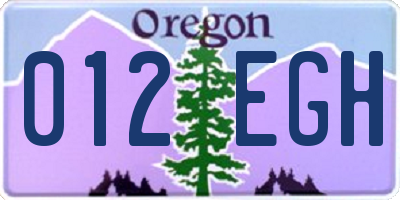 OR license plate 012EGH