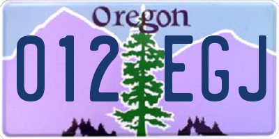 OR license plate 012EGJ