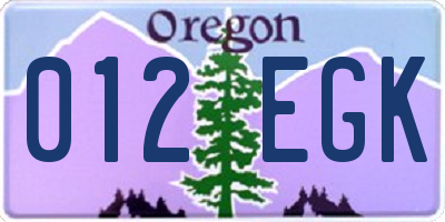 OR license plate 012EGK