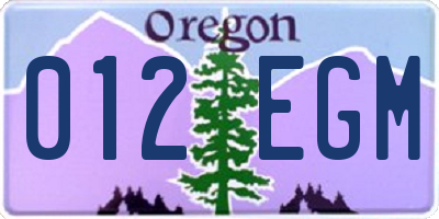 OR license plate 012EGM
