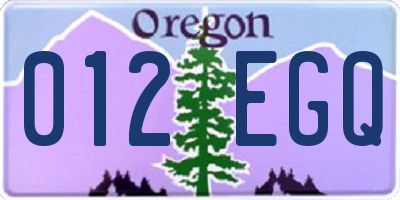 OR license plate 012EGQ