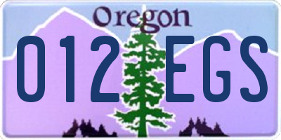 OR license plate 012EGS