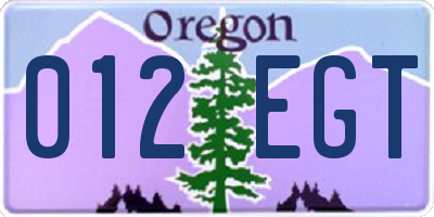 OR license plate 012EGT