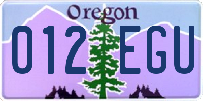 OR license plate 012EGU