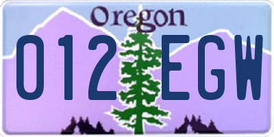 OR license plate 012EGW