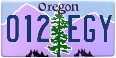OR license plate 012EGY