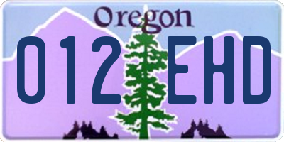 OR license plate 012EHD