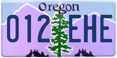 OR license plate 012EHE