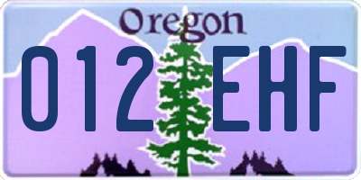 OR license plate 012EHF