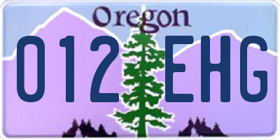 OR license plate 012EHG
