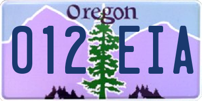 OR license plate 012EIA