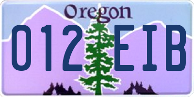 OR license plate 012EIB