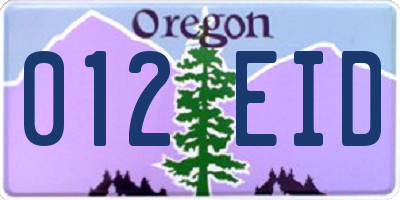 OR license plate 012EID