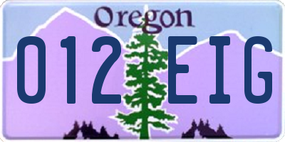OR license plate 012EIG