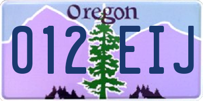 OR license plate 012EIJ