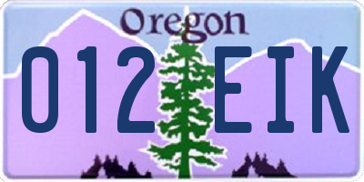 OR license plate 012EIK