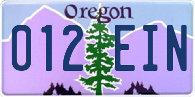 OR license plate 012EIN