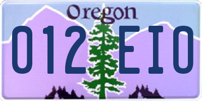 OR license plate 012EIO