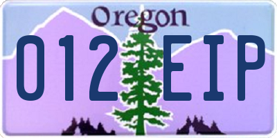 OR license plate 012EIP