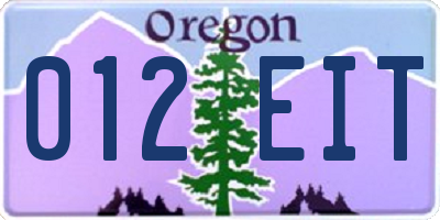 OR license plate 012EIT