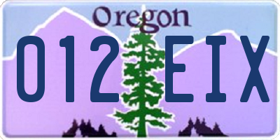 OR license plate 012EIX