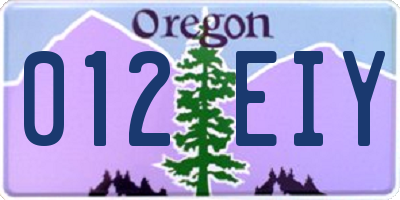 OR license plate 012EIY