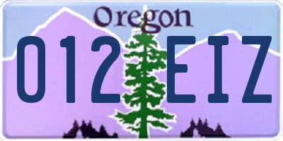 OR license plate 012EIZ
